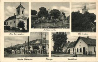 Csenger, Horthy Miklós utca, vasútállomás, Szuhányi kastély, Református és római katolikus templom
