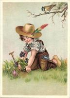 6 db régi gyerek motívumos képeslap, közte lithok / 6 pre-1945  child motive cards, among them litho...