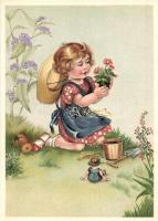 6 db régi gyerek motívumos képeslap, közte lithok / 6 pre-1945  child motive cards, among them litho...