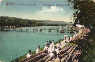 Krems an der Donau, Feldmässiger Brückenschlag / K.u.K. soldier during bridge construction