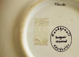 Bognár kerámia hamutartó, kézzel festett, jelzett, d: 13 cm