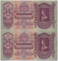 1930. 100P (4x) két sorszámkövető pár T:I-,II tűly.