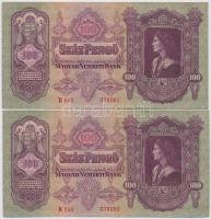 1930. 100P (4x) két sorszámkövető pár T:I-,II tűly
