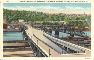 Pittsburgh, Liberty Bridge and entrance to tunnels, showing the inclines (EK)
