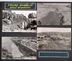 1960 Gyöngyös, fotóalbum a Nagy-Sástó-i kemping építéséről, a mocsár lecsapolásáról, 78 db vintage f...
