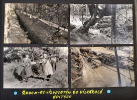 1960 Gyöngyös, fotóalbum a Nagy-Sástó-i kemping építéséről, a mocsár lecsapolásáról, 78 db vintage f...