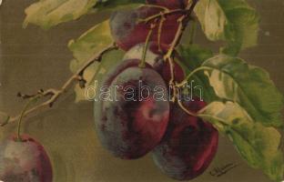 7 db RÉGI motívumlap, gyümölcsök, hölgyek, állat, vegyes minőség / 7 pre-1945 motive postcards, frutis, ladies, art, mixed quality
