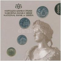 Jugoszlávia 2000. 50p-5D Cu-Ni-Zn (4xklf) forgalmi sor lezárt karton díszcsomagolásban T:1 Yugoslavia 2000. 50 Para - 5 Dinara Cu-Ni-Zn (4xdiff) coin set in sealed cardboard case C:UNC