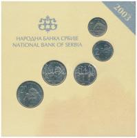 Szerbia 2003. 1D-20D Cu-Ni-Zn (5xklf) forgalmi sor lezárt karton díszcsomagolásban T:1 Serbia 2003. 1 Dinar - 20 Dinara Cu-Ni-Zn (5xdiff) coin set in sealed cardboard case C:UNC
