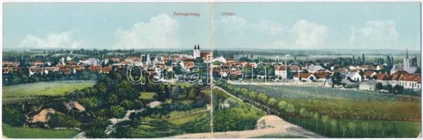 Zalaegerszeg, panorámalap. Kiadja Fülöp János (hajtásnál szakadt / bent til broken)