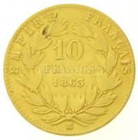 Franciaország / Második Császárság 1863BB 10Fr Au "III. Napóleon" Párizs (3,23g/0.900) T:3...