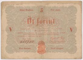 1848. 5Ft Kossuth bankó vörösesbarna nyomat T:III- kis szakadás, ly. Adamo G190