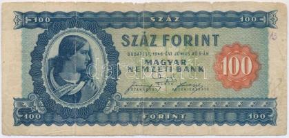 1946. 100Ft T:III- szakadás Hungary 1946. 100 Forint C:VG tear Adamo F26