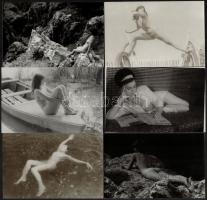 cca 1972 Levlap méretű aktfotók, 13 db szolidan erotikus vintage fotó, 9x14 cm / 13 erotic photos, 9...