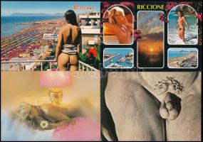 cca 1970 Szolidan erotikus képeslapok (5 db) és fotók (7 db) vegyes tétele, 9x13 cm és 10x15 cm