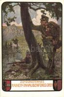 Zu gunsten des Rainer Invalidenfonds I.R. 59. / WWI military art postcard of the K.u.K. Infantry Regiment No. 59., artist signed
