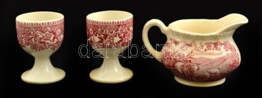 Ironstone angol porcelán reggeliző készlet, összesen 8 db, matricás, jelzett, hibátlan
