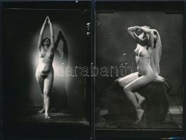 cca 1950 Demeter Károly (1892-1983) budapesti fényképész hagyatékában levő 2 db vintage negatívról készült levlap méretű kontakt másolat, 14x9 cm