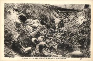 Verdun, Le Ravin de la mort, une tranchee / WWI military, skulls and skeletons of dead soldiers in the trenches
