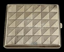 Ezüst(Ag) art deco cigarettatárca, belül "Szakkerületi Sakkszövetség tiszteletdíja" felira...