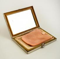 Ezüst(Ag) púdertartó, jelzett, 7,5×5 cm, bruttó:84 g