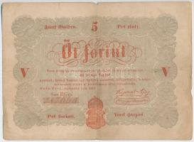 1848. 5Ft Kossuth bankó vörösbarna nyomat T:III- kis szakadás Adamo G109