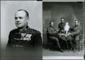cca 1930 Katonák az egri Foto-GRÁF műteremben, 9 db vintage negatívról készült mai nagyítás, 13x18 c...