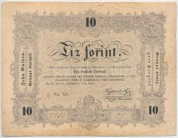 1848. 10Ft Kossuth bankó T:III,III- kis szakadás Adamo G111