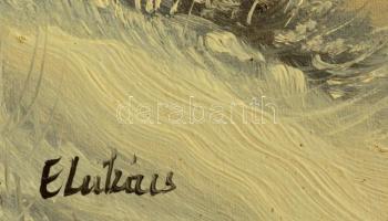 Lukács jelzéssel: Téli fények. Olaj, vászon, keretben, 36×26 cm