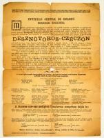 1929 Sopron, Selmecbányai diákok által alapított Steingrube nakkösség: Desznótoros Czéczón. címú vigasságra hívó humoros studentika plakátja. 36x48 cm. Szakadásokkal