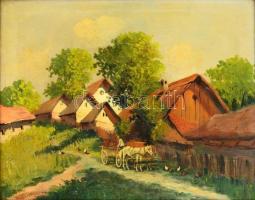 Németh György (1888-1962): Házak a domboldalon. Olaj, vászon, jelzett, keretben, 40×50 cm