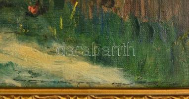 Németh György (1888-1962): Házak a domboldalon. Olaj, vászon, jelzett, keretben, 40×50 cm