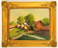 Németh György (1888-1962): Házak a domboldalon. Olaj, vászon, jelzett, keretben, 40×50 cm