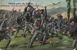 Kämpfe gegen die Italianer, Vernichtung eines Besaglieri-Bataillon in Südtirol / WWI K.u.k. military art postcard (EK)