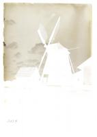 1936 Szentes, szélmalom, vintage üveglemez negatív Kerny István (1879-1963) hagyatékából, 9x12 cm