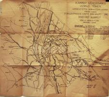 cca 1910 Budapest kézzel rajzolt térképe!! 70x60cm-es mérettel (szakadásokkal)