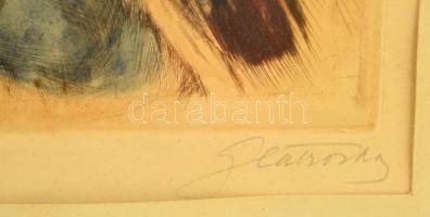 Glatz Oszkár (1862-1958)-Prihoda István (1891-1956): Parasztlányka. Színezett rézkarc, papír, jelzet...