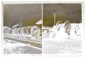 cca 1933 Lakihegy, a rádió adótorony kábelezése, Kerny István (1879-1963) hagyatékából 8 db üvegleme...