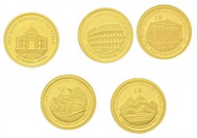 2011-2013. "A világ legkisebb arany érméi" sorozat 5 darabos gyűjteménye díszdobozban, 4 t...