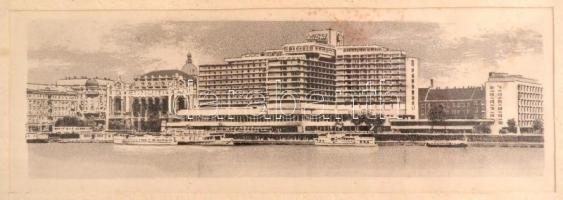 Jelzés nélkül: 6 db Budapest rézkarc, papír, jelzés nélkül, üvegezett keretben, 6×6-9×17 cm