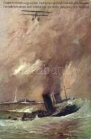 3 db régi katonai motívumlap, K.u.K. haditengerészet hidroplánjai, hadihajók / 3 pre-1945 military m...