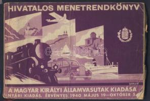 1940 Magyar kir. Államvasutak hivatalos belföldi menetrendkönyv