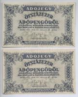 1946. 10db-os vegyes adópengő bankjegy tétel, közte "amelyekNEK" T:III,III-