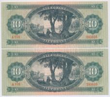 1962. 10Ft (2x) sorszámkövetők T:II szép papír