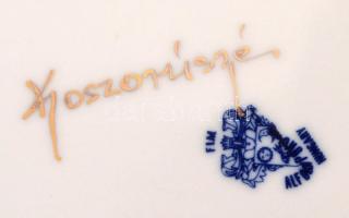 Khala (Koszorúsné által később megfestett) porcelán mokkás hiányos készlet ( 1db), süteményes készle...