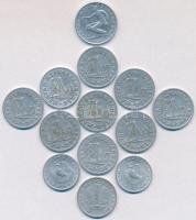 1965. 10f (2x) + 1964. 20f + 1966. 50f + 1972. 50f (9x) + zománcozott címer T:2,2-