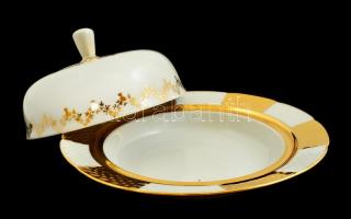 Jelzett (KS) csehszlovák vajtartó, matricás, kopott, d:19 cm