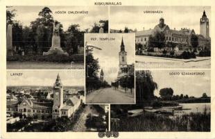 Kiskunhalas, Hősök emlékműve, városháza, Sóstó-szabadfürdő, református templom