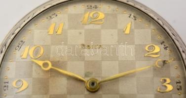 Art deco díszítésű supla ezüst fedeles Doxa zsebóra, koszos számlappal, másodperc mutatóval, Jól műk...