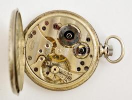 Art deco díszítésű supla ezüst fedeles Doxa zsebóra, koszos számlappal, másodperc mutatóval, Jól műk...